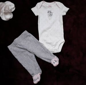 Purrr-fect Two Piece Grey & Pink Onesie set!